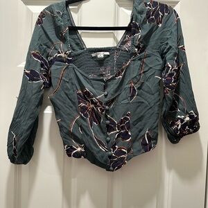 O'Neill Dark Green Floral Blouse